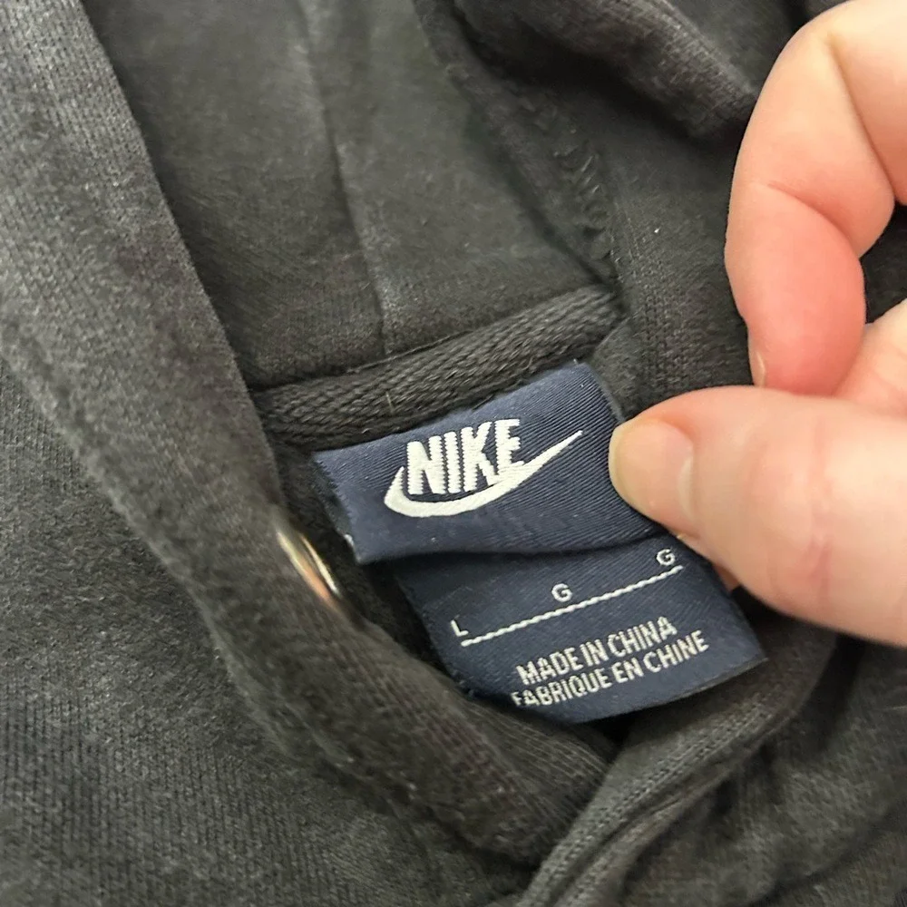 🔥🔥Vintage NIKE Essential Black Embroidered Swoosh‎ Hoodie Men Sz Lg - GUC